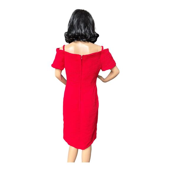 NWT Vintage Cache Red off shoulder ruched sexy dress size medium - Picture 11 of 16
